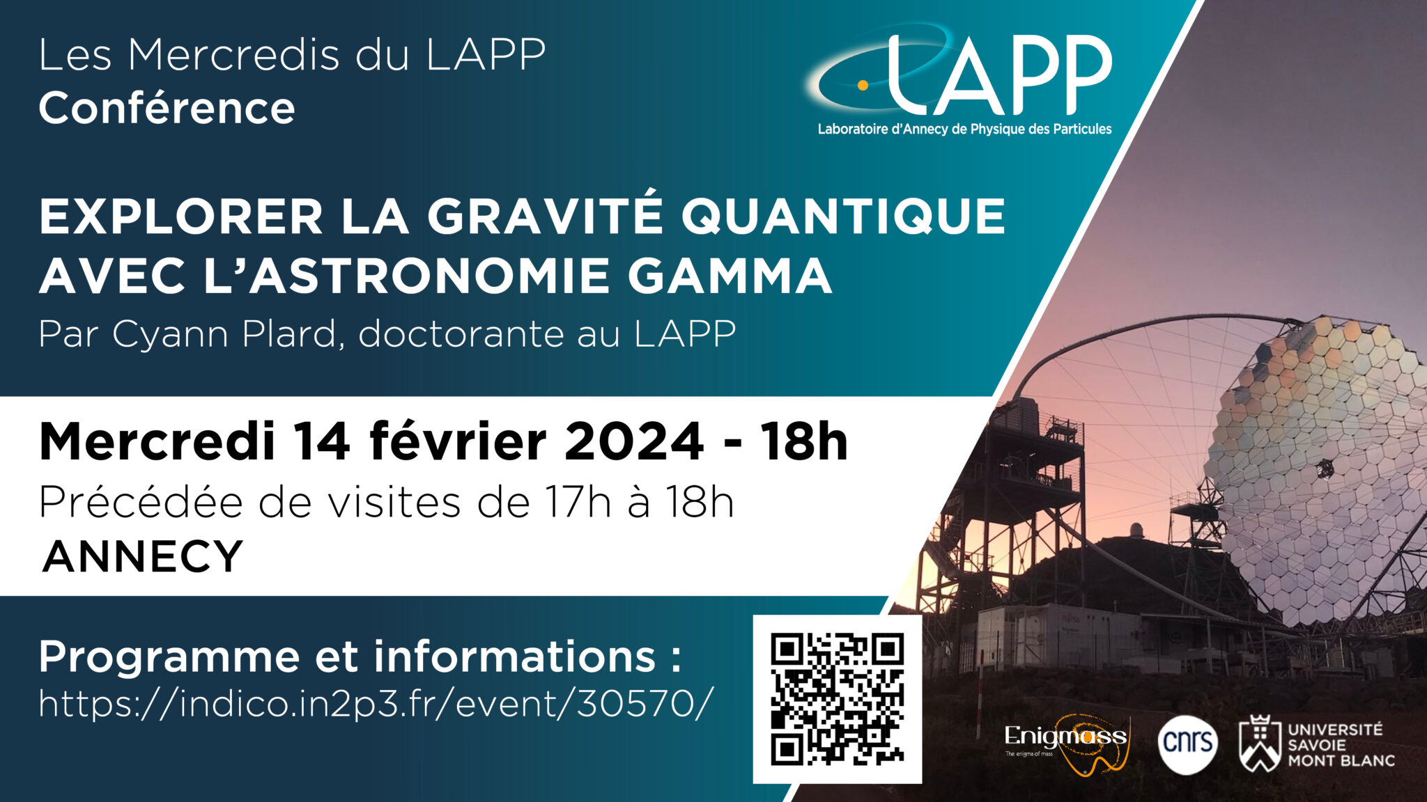 Mercredis du LAPP - Conférence Explorer la gravité quantique avec l'astronomie gamma